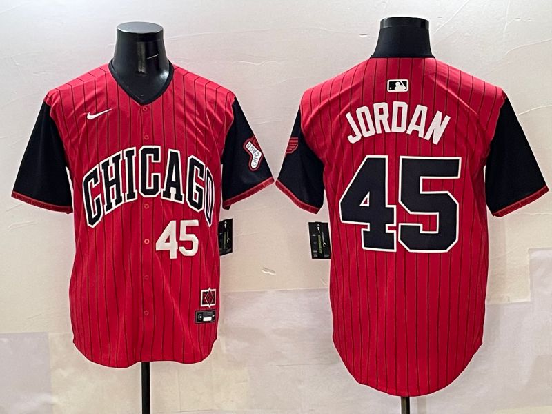 Men Chicago White Sox #45 Jordan Red Stripe Joint Name 2025 Nike MLB Jersey style 2